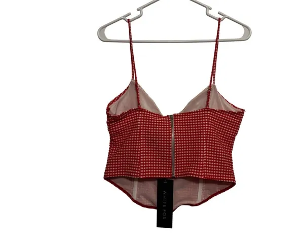 White Fox Boutique Women’s Wildest Dreams Bustier Top XL NWT Red Gingham Plaid Corset - Image 2