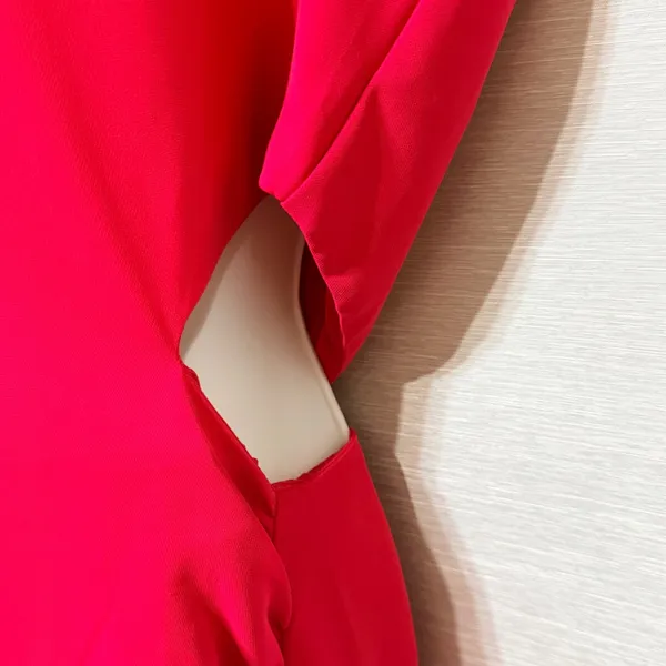 Zara Womens Pink Padded Shoulder Cut Out Side Slit Maxi Dress XS - Image 7