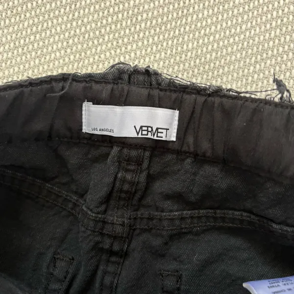 Vervet Black Distressed Ripped Grunge Denim Cotton Mini Jean Skirt Sz Xs - Image 5