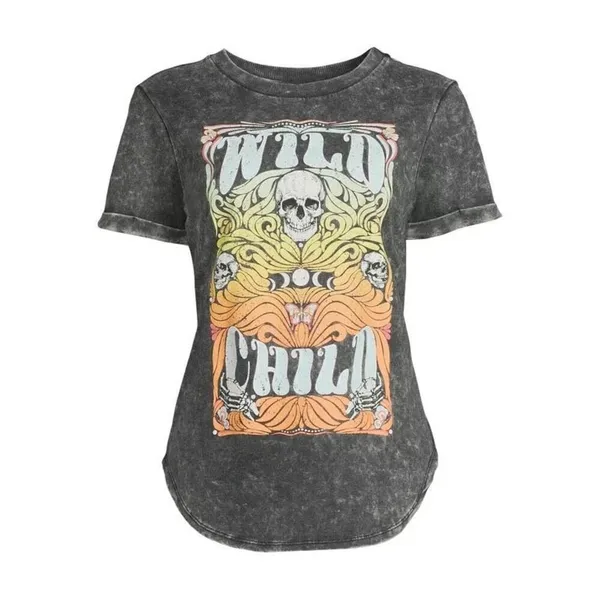 Junior Womens No Boundaries Wild Child Bleach Dyed Tee Shirt - Sz S - Image 3