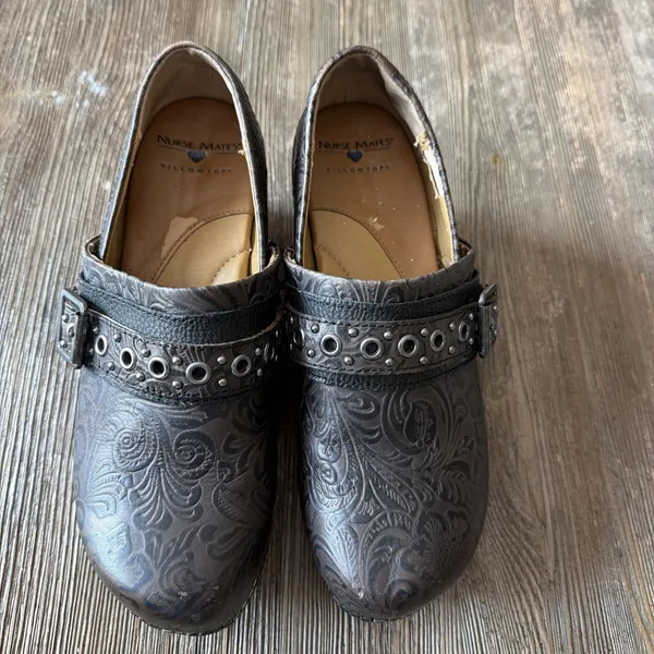 Nurse Mates Pillow Top Clogs Women’s Sz 9 Chelsea Metallic Paisley Shoes comfort - Image 2