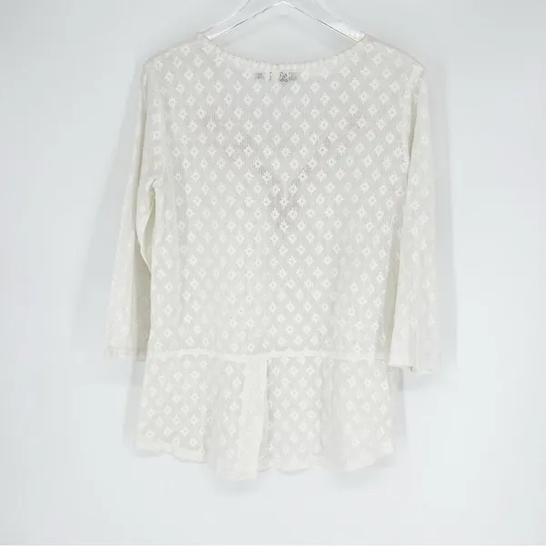 prAna Winnie Lace Embroidered V-Neck Boho Top‎ Women's Size M White Boho - Image 3
