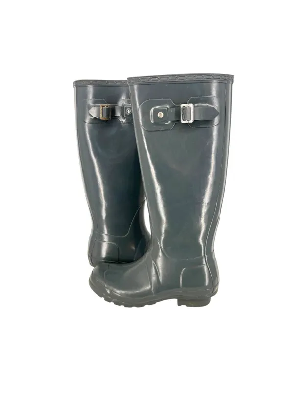 Hunter Original Tall Gloss Rain Boots Womens Gray Size US 6 EU 37 - Image 4