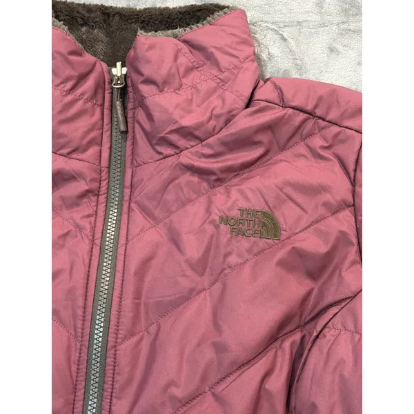 The North Face Mossbud Swirl Reversible Jacket Womens Pink Brown Medium - Image 4