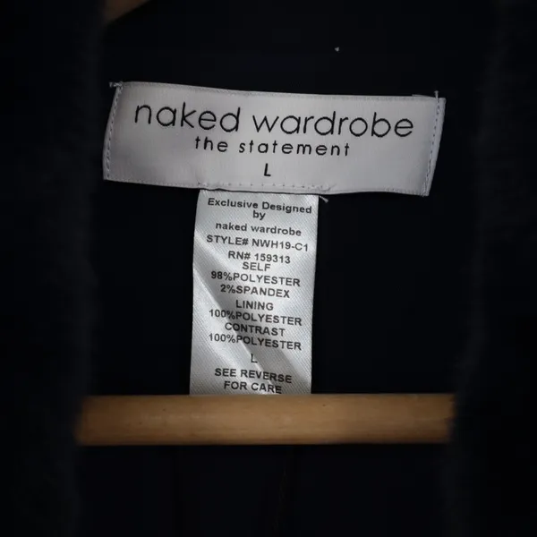Naked Wardrobe The Statement Trench Coats Womens Large Navy fur Shawl Collar - Image 3