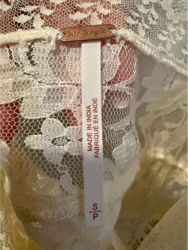 Free People Ivory Lace Crop Camisole Top S - Image 5