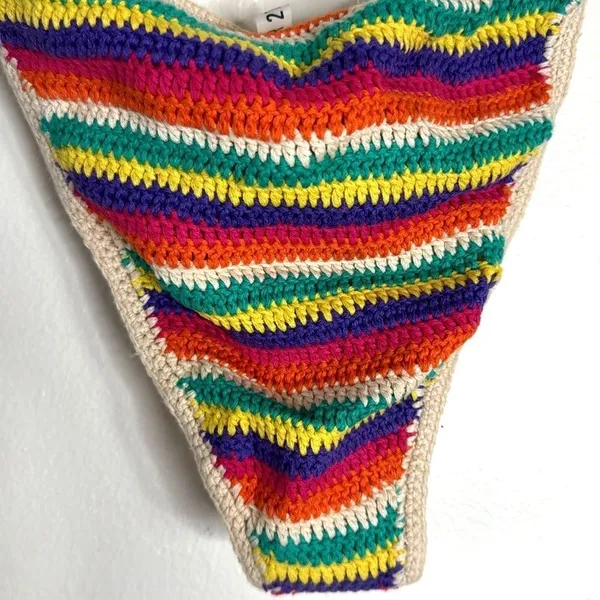 Forever 21 Y2K colorful crochet string bikini swim bottoms size‎ small boho cute - Image 9