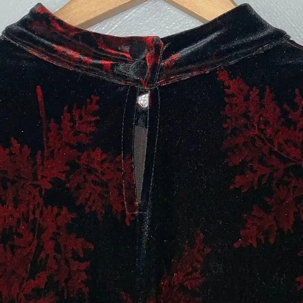Vtg Teddi Evening Size 12 Black Red Velvet Maxi Dress Asian Oriental Whimsigoth - Image 7
