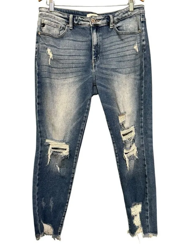 KanCan Women’s Size 15 31 Light Blue Wash High Rise Destroyed Ankle Skinny Jeans - Image 4