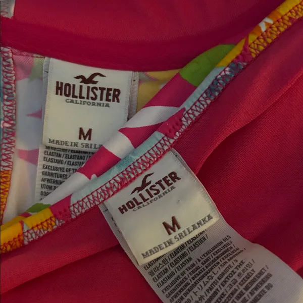 Hollister Push Up Bikini Sz M Hawaiian Floral Pink White Cheeky Bottom Underwire - Image 6