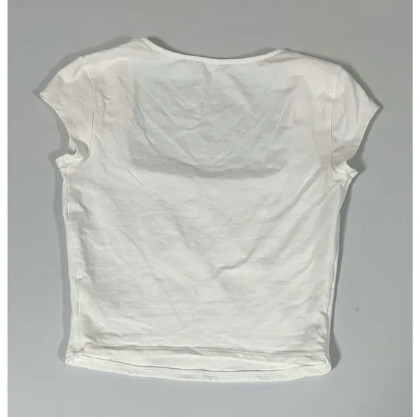 Garage White Solid Square-Neck Short Sleeve Shirt Top Blouse Tee Size S 🤍 - Image 5