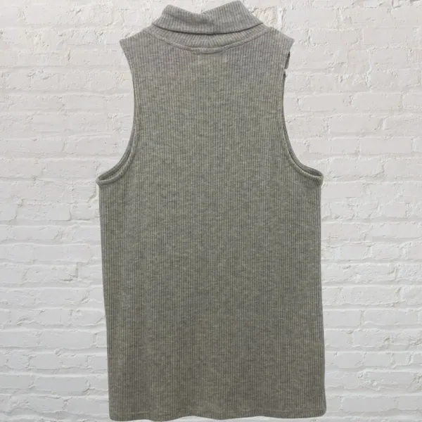 Feel The Piece Oatmeal Sleeveless Knit Turtleneck Top M/L Ribbed Luxe Boho - Image 5