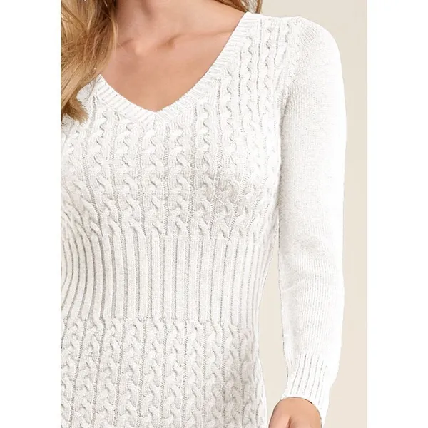 ✨Venus Cable Knit Sweater Sz Medium Cream Dress✨ - Image 3