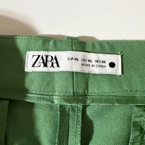 Zara High Rise Straight Leg Full Length Trousers Green Size XL 3736/047/500 - Image 17