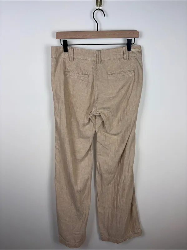 Pilcro And The Letterpress Linen Wide Leg Pants Women’s Size 4 Tan Low Rise - Image 8