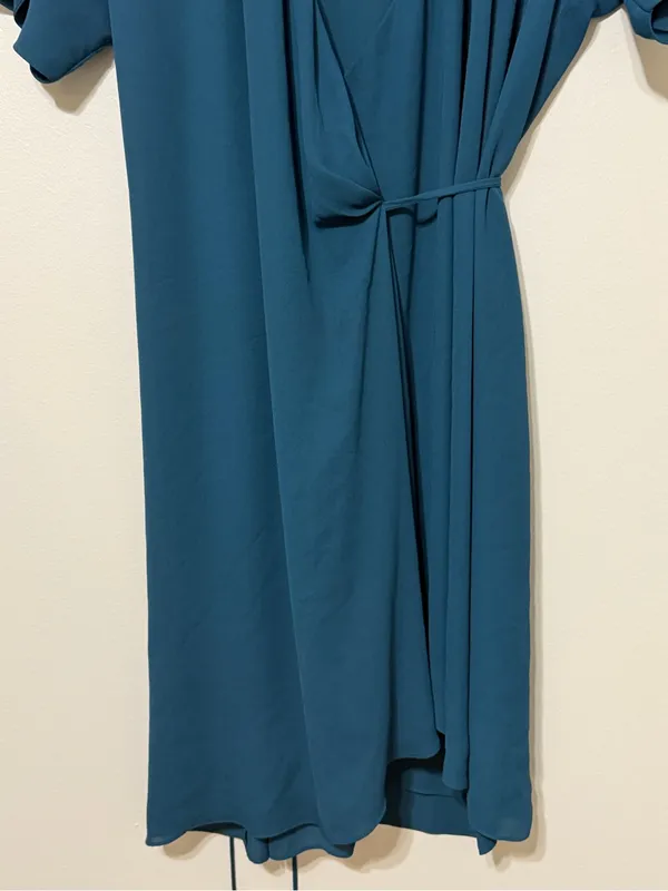 Aritzia Babaton Wallace Wrap Dress Teal Turquoise Size Large - Image 6