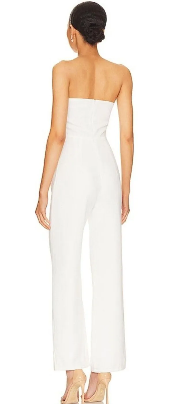Superdown Jordan Tie Waist Jumpsuit in White Small - Image 2