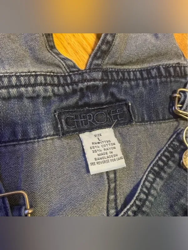 Cherokee Medium Wash Denim Overalls Women’s Large Adjustable Carpenter Jeans - Image 4