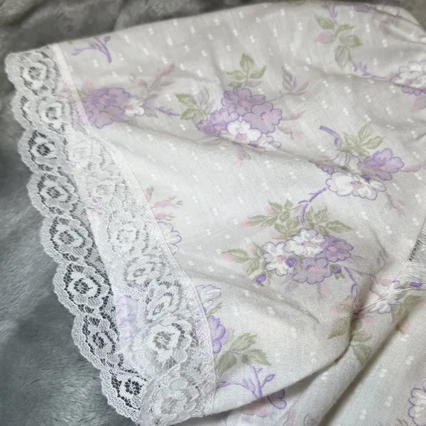 Vintage Womens Size Medium Floral Nightgown Robe Set Purple Lace Made in USA - Image 14