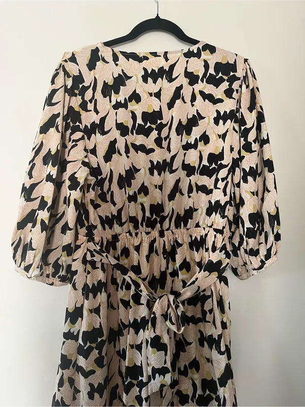 MELLODAY Black Cream Abstract Botanical Maxi Dress Large Resort Vacation Coastal Modest - Image 9