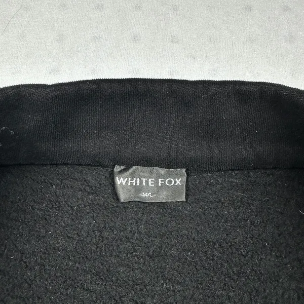 White Fox Project 5 Quarter Zip Pullover Black Oversized Sweatshirt M/L Graphic - Image 5