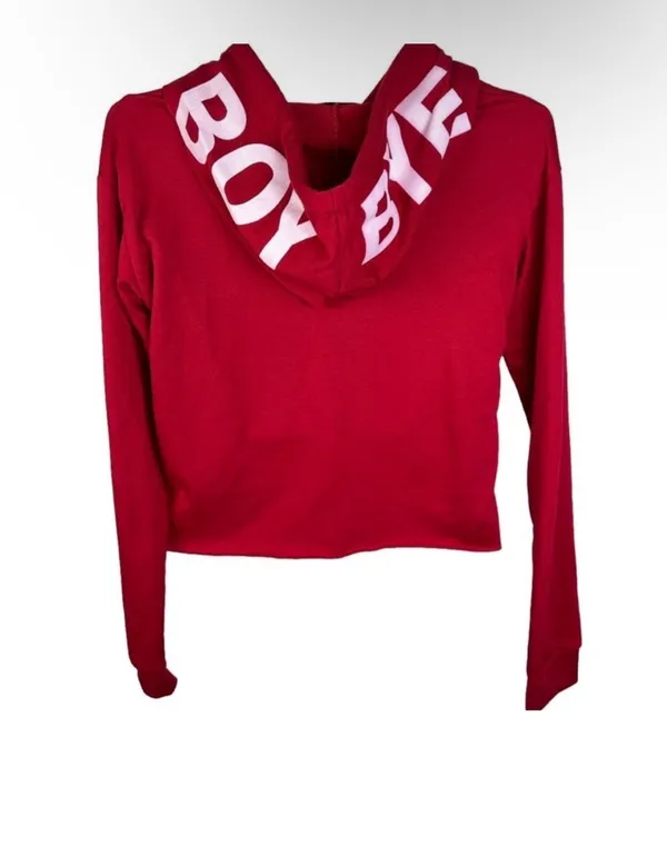 Women's Red Hooded Long-Sleeve Top with Drawstring - Image 2