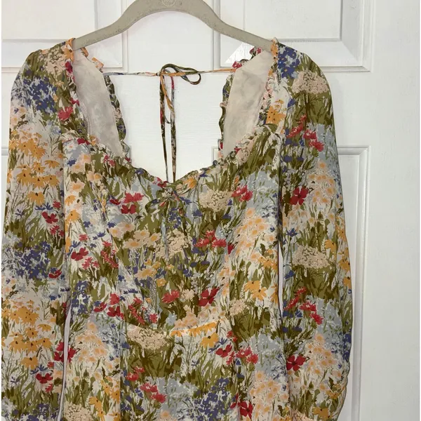 Reformation Remi Multicolor Floral Mini Long Sleeve Dress - Image 3