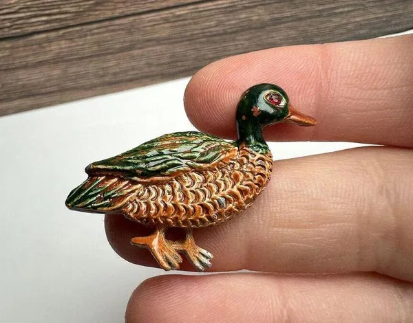 Vintage Gerry’s Mallard Duck Bird Enamel Brooch Pin Signed - Image 3