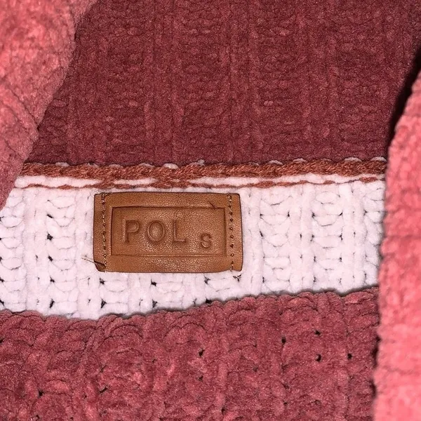 POL Color Block Turtleneck Sweater‎ Women's Small Pink Burgundy Navy Chunky Knit - Image 2