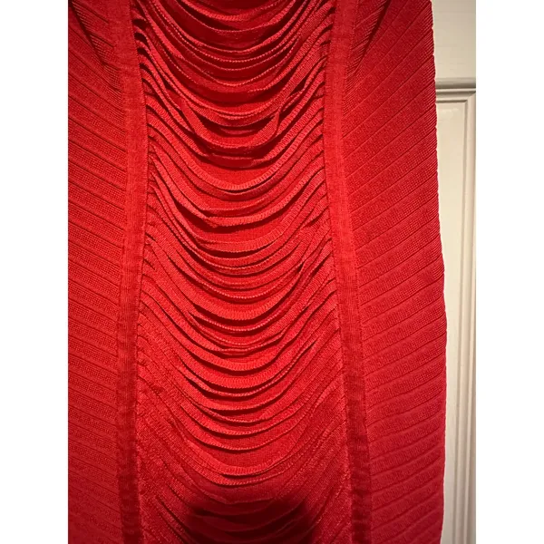 bebe Hibiscus Red Cutout Bandage Dress - Mitered‎ Bodycon Mini - Size XS - Image 2