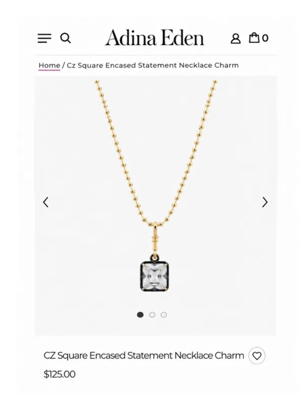 Revolve x Adina Eden Square Encased Statement Necklace Charm - Image 3