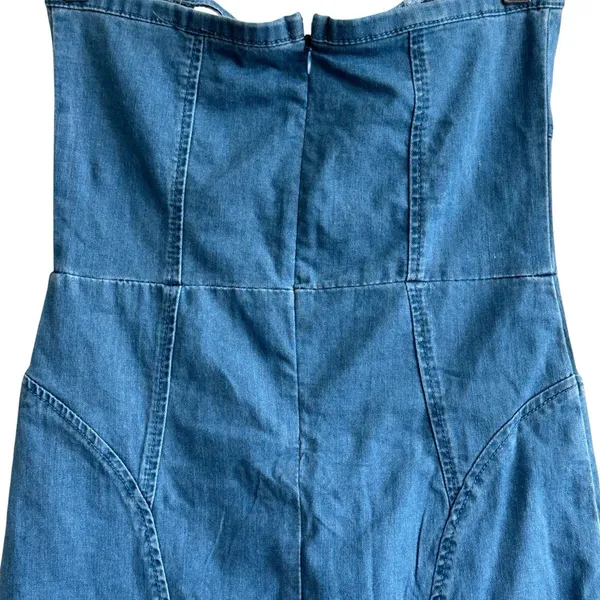 HELLO MOLLY The Eve Denim Mini Dress S Blue Sleeveless Cotton Stretchy - Image 9