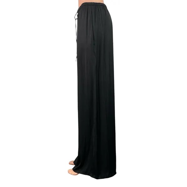 Zara Women's Black Drawstring High Waisted Wide Leg Baggy Trousers Pants Size M - Image 2