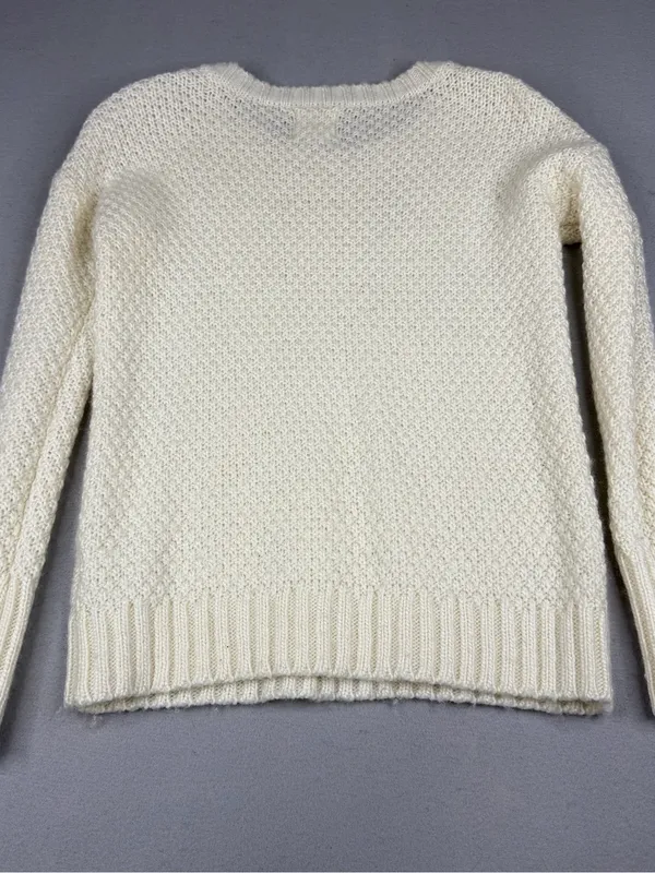Between Me & You Ivory Cable Knit Fisherman Sweater Wool Blend Women’s XS - Image 3