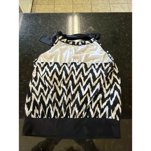 Dreamsuit Swimsuit Tankini Top‎ Sz 12 Black White Halter Underwire Supportive - Image 2