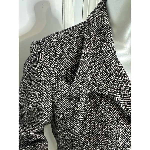 Vintage Carlisle Black White Marled tweed herringbone Pant Suit Wool Blend 12 - Image 11
