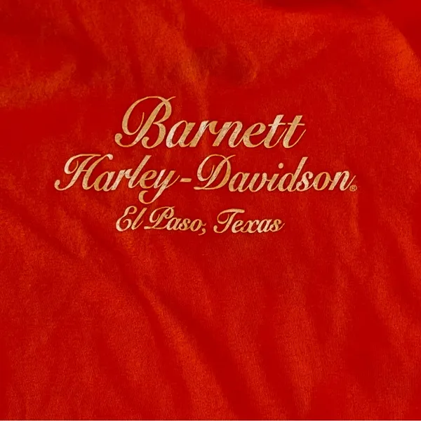 Harley Davidson Barnett El Paso Texas Women SZ Medium Orange‎ Short Sleeve Shirt - Image 7
