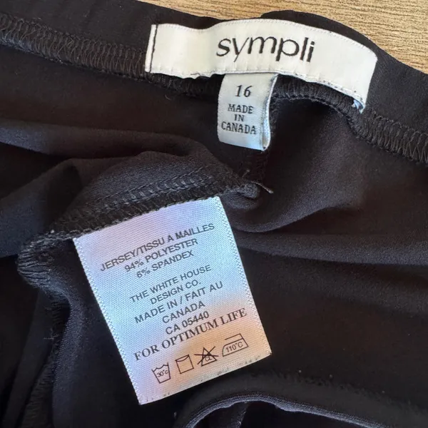 Sympli Black Jersey Knit‎ Mini Skirt Womens Size 16 Made in Canada Stretch Basic - Image 3