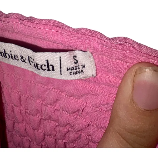 Abercrombie & Fitch Pink Smocked Corset Crop Top Cropped Tank Top Womens Size S - Image 5