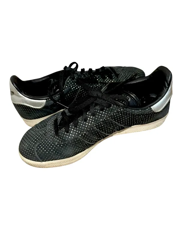Adidas Gazelle Core Black suede Silver Metallic polka dots shoe sneakers 6.5 38 - Image 3