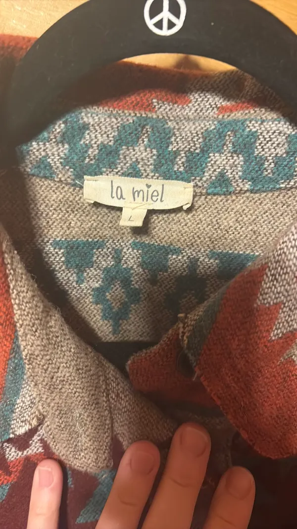 Le Miel Aztec Western rough-edge shirt jacket - L - Image 3