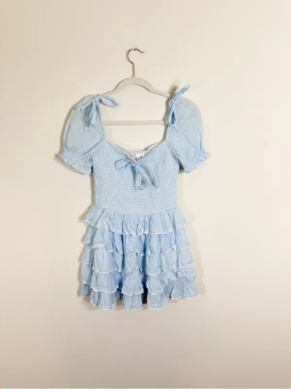 Amy Jane London Darcy Mini Dress Blue White Stripe XS - Image 5