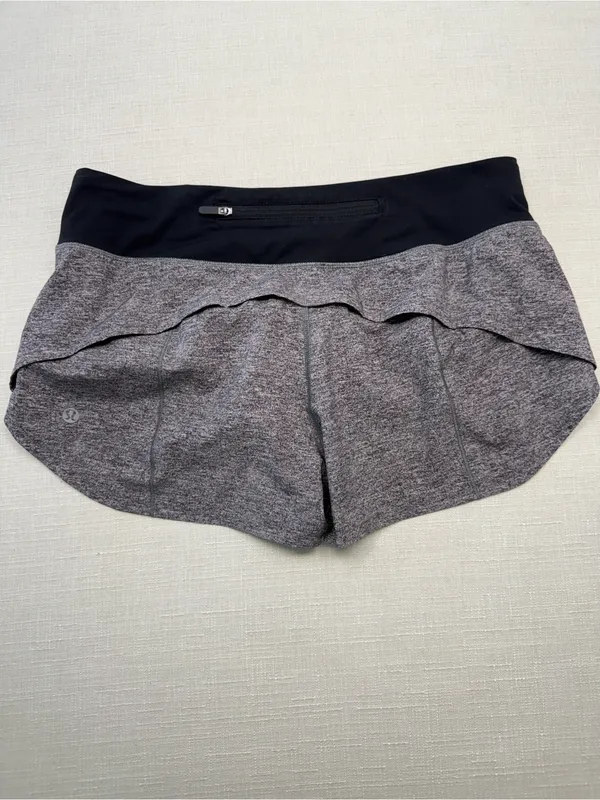 lululemon athletica Speed Up Heather Gray Athletic Shorts with Black Waistband - Image 3