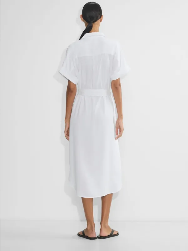 Aritzia Babaton Network Relaxed Drapey Twill Button Up Midi Dress Size L - Image 2
