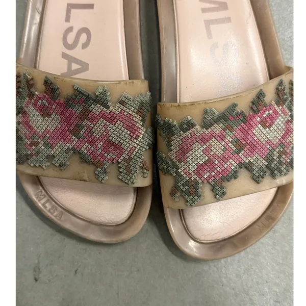 Melissa Pink Women's Beach Pixel Floral Pool Slide‎ Sandals Size US 7 - Image 5