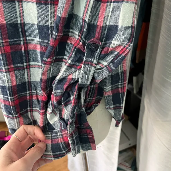 Love Note- Navy blue, Pink, white hooded flannel - Image 3