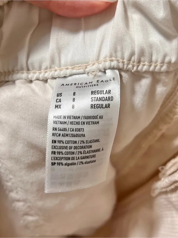 American Eagle Barrel Corduroy Pants 8 Cream - Image 3