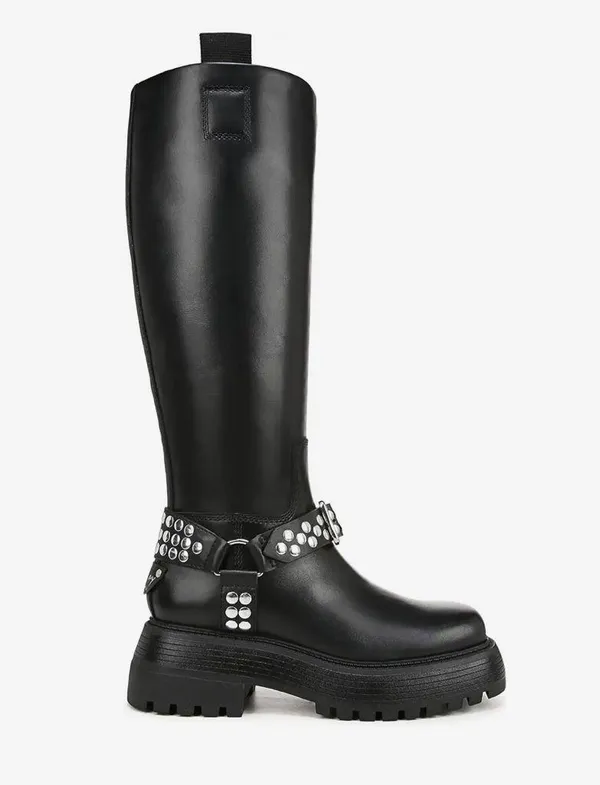 NEW Circus NY by Sam Edelman Hayes Women's Black Leather Stud Motorcycle Boot - Image 7
