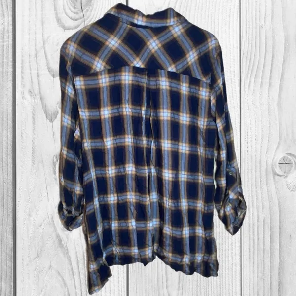 Ruby Rd.‎ Blue and orange Plaid Button Down Shirt Blouse size XL - Image 5