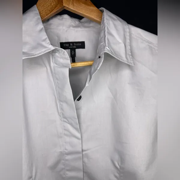 Rag & Bone Becca Crop Poplin Button-Up Shirt (Size Small) - Image 6
